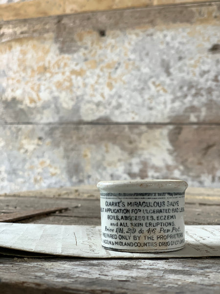Vintage Clarke’s Miraculous Salve Pot Candle in Green Tomato Leaf