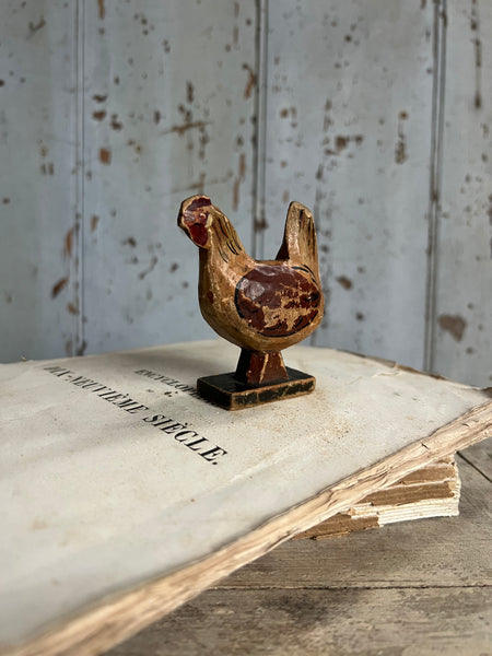 Sweet Antique Carved Hen