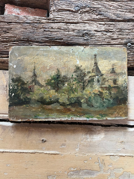 French Landscape Oil on Board