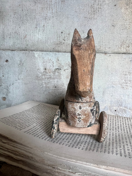 Antique Wooden Horse on Wheels