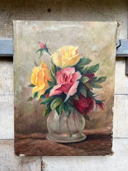 French Floral Oil on Canvas