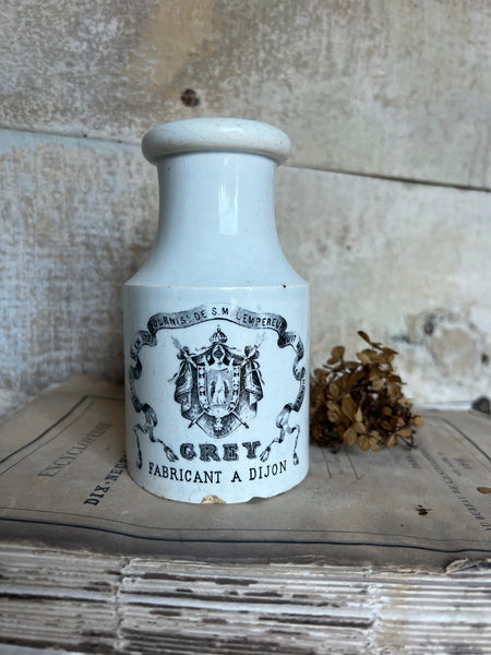 Large Rare Creil et Montereau French Mustard Jar