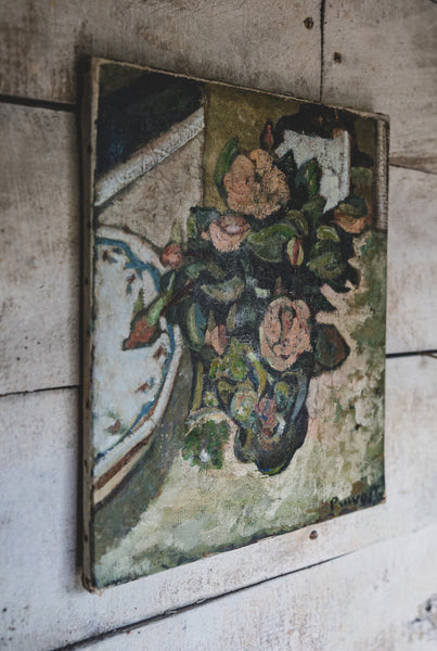 French Floral Oil on Canvas