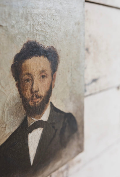 French Male Portrait Oil on Canvas