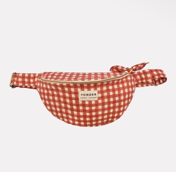 Cotton Quilted Bum Bag, Ginger Gingham
