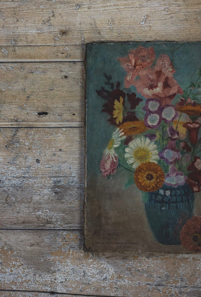 French Vintage Floral on Canvas 1930