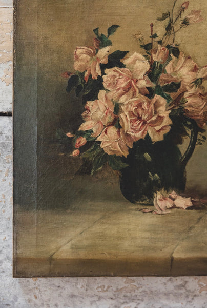 1908 Floral Oil Painting on Canvas