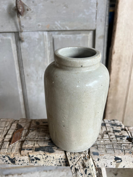 French Ribbed Stoneware Jar