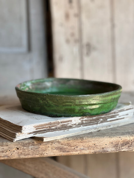 Antique Green Provençal Dish