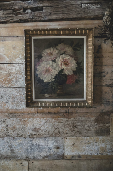 Large Framed Floral Oil Painting