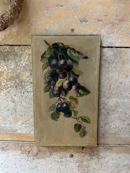 Vintage French Fruit Oil on Canvas