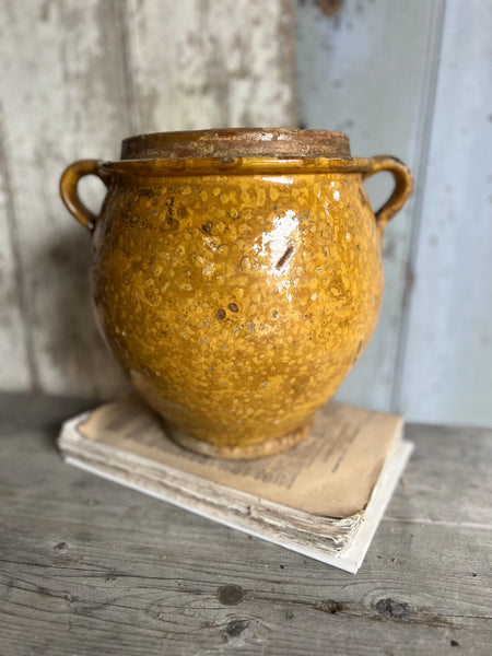 Rustic Golden Yellow Handled French Confit Jar