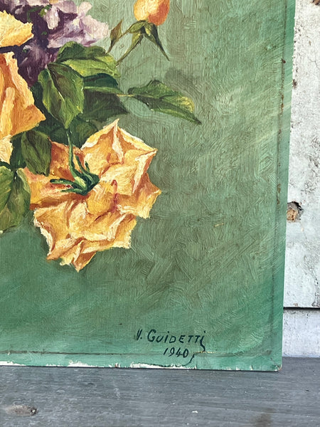 Floral Oil Painting on Board 1940