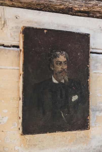 Antique French Portrait on Canvas