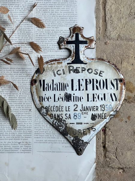 French Vintage Enamel Memorial Heart