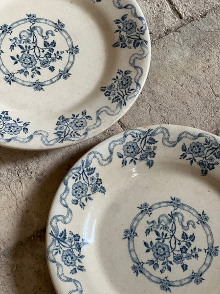 French Aged Transferware Plates