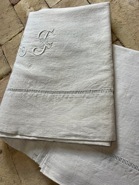 Vintage Thick French Linen Sheet AJ