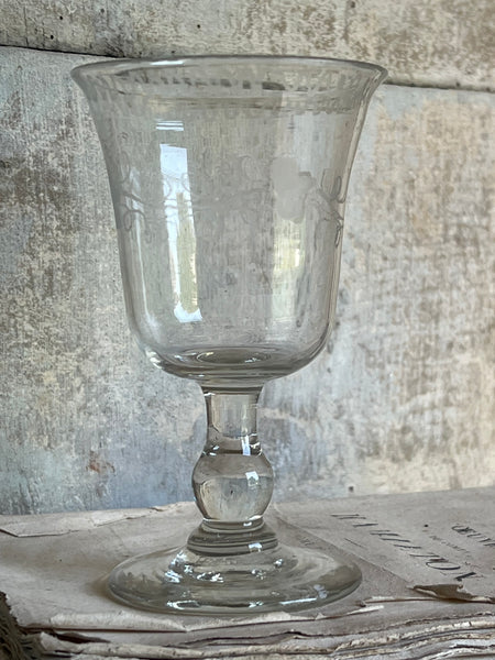Vintage French Etched Glass
