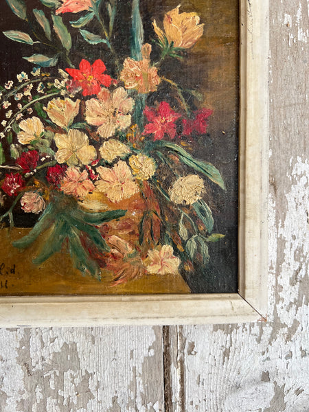 Beautiful Shabby Chic Framed Floral Oil