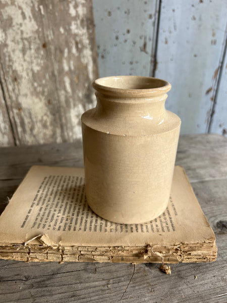 Buttery Stoneware Crazed Churn