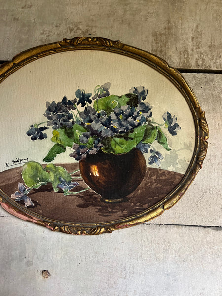 French Framed Vintage Floral Painting