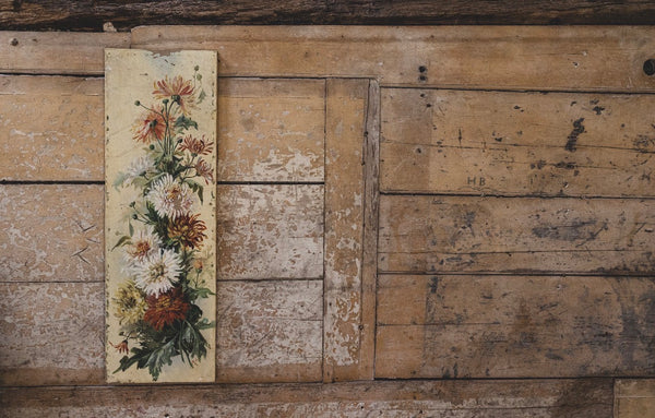 Rustic Floral Oil on Canvas