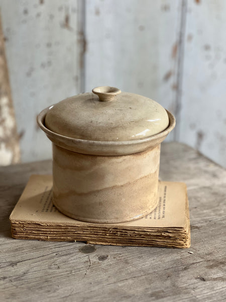 Lidded Buttery Antique Apothecary Jar