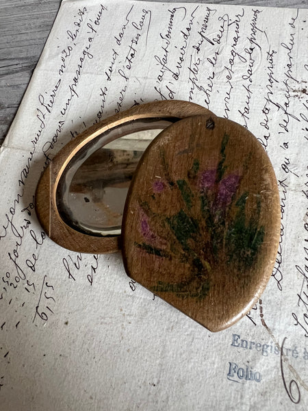Vintage Handpainted Compact Mirror