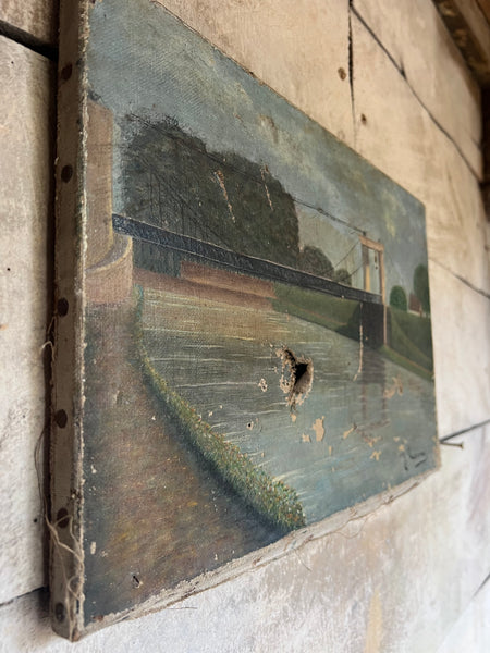 Rustic French Vintage Landscape Painting
