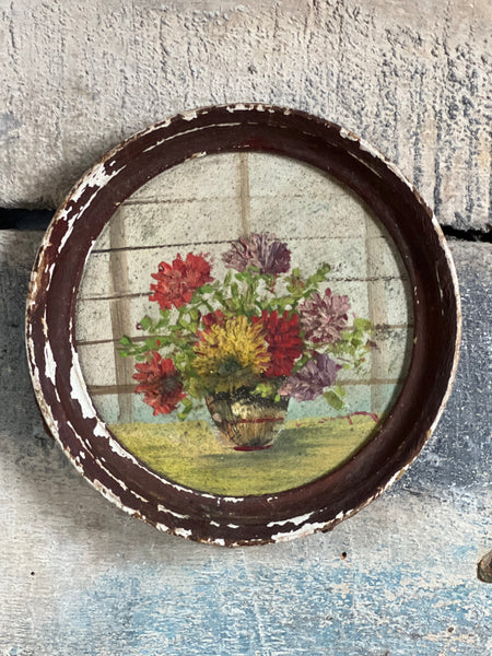 Small Framed French Floral Oil Painting