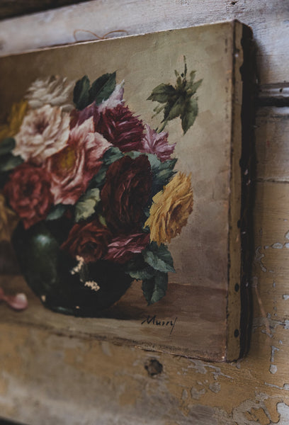 French Floral Oil on Canvas