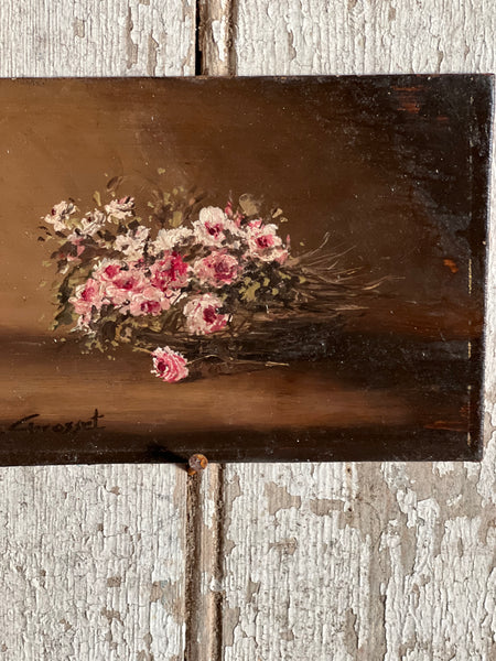 Small Floral Painting On Board