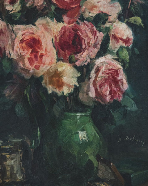 Vintage French Roses Oil Painting on Canvas
