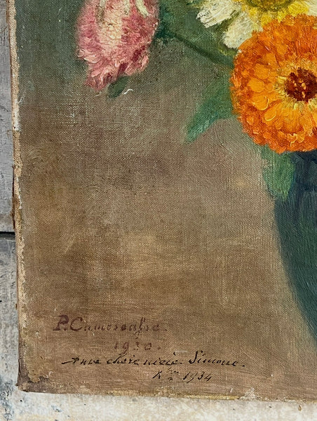 French Vintage Floral on Canvas 1930