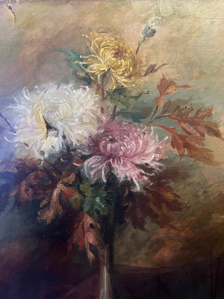 Large Floral Oil Painting on Canvas