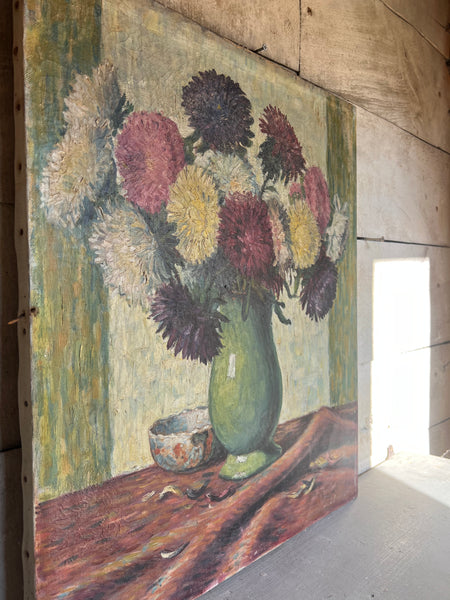 Large Floral Oil Painting on Canvas