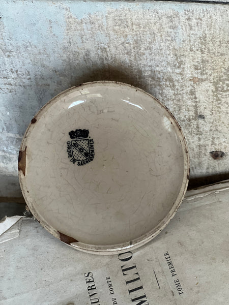 Small Heavily Crazed Antique Confiture Pot
