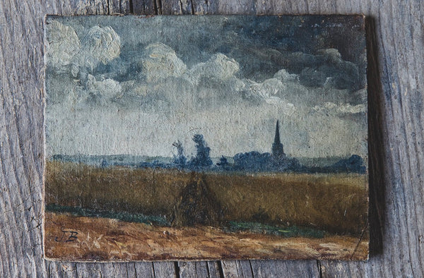 French Landscape Oil Painting on Board
