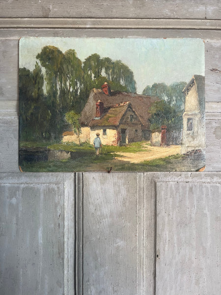 Vintage French House Oil Painting