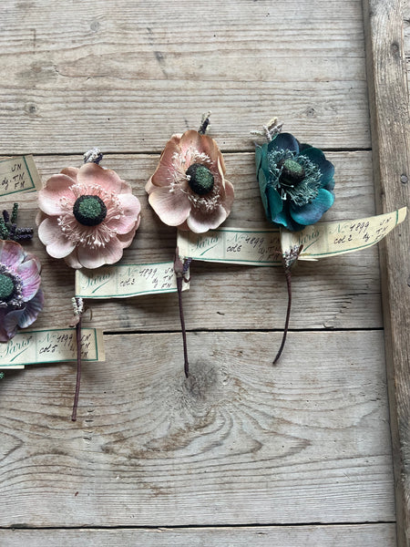 Antique French Anemone Fabric Flowers