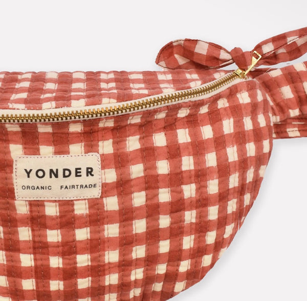 Cotton Quilted Bum Bag, Ginger Gingham