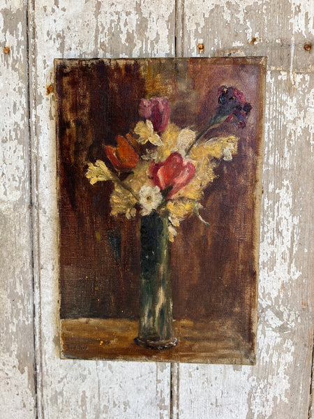 French Floral Oil on Canvas