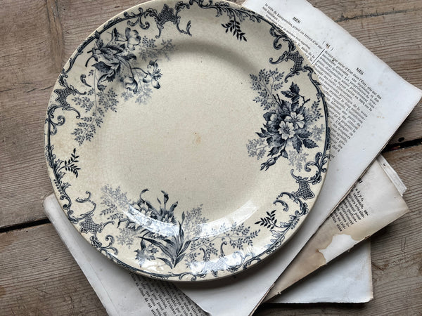 Antique French Terre De Fer Transferware Plate