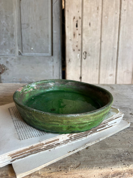 Antique Green Provençal Dish