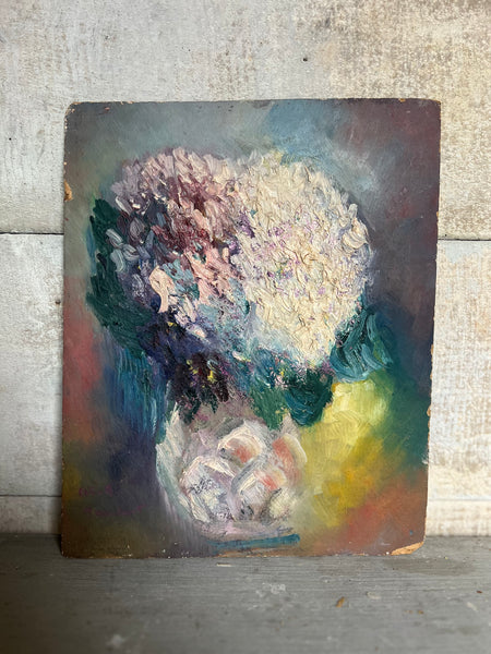 Small French Vintage Floral Oil Painting