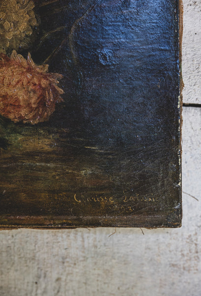 1893 Antique French Oil on Canvas by Clarissa Batisse