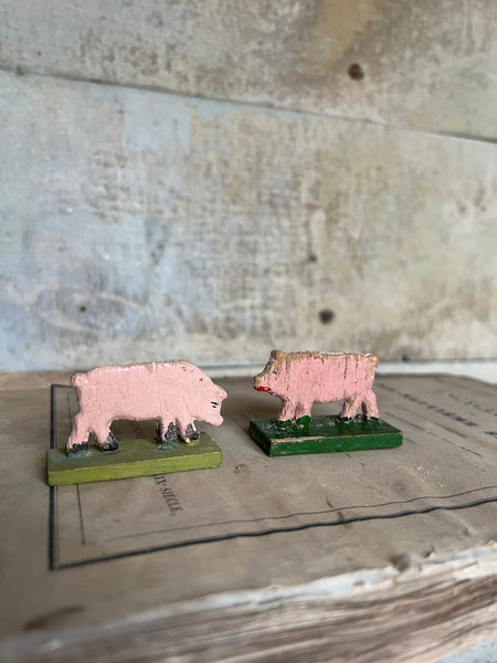 Vintage Wooden Pigs