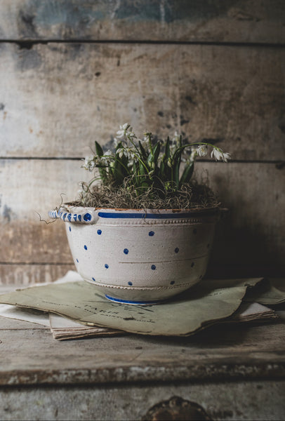 18C Large Folk Style Handpainted Bowl