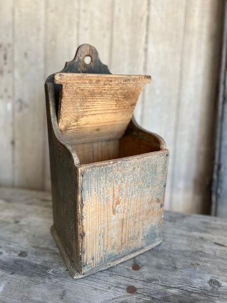 Folk art wooden salt box