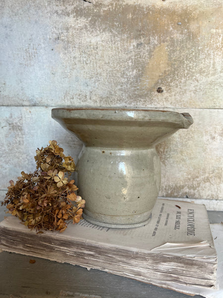 French Vintage Wide Neck Stoneware Pot